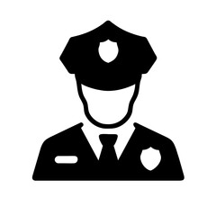 Police icon vector silhouette drawing crime security symbol illustration on a Transparent Background