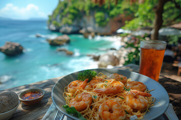 thai noodle with seafood