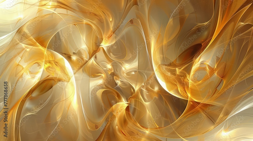 Poster an elegant golden backdrop with a unique abstract motif, blending various golden hues in a sophistic