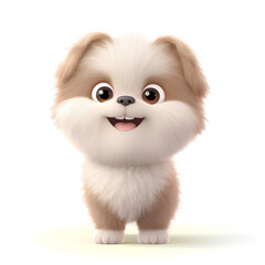 Fototapeta premium Fluffy Pekingese Puppy, Soft 3D Illustration, Charming Animal Character