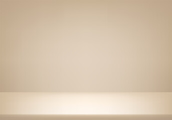 Empty Beige studio room background. Abstract studio room platform design. Use for product display presentation, cosmetic display mockup, showcase, media banner, etc. Vector illustration. - obrazy, fototapety, plakaty