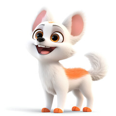 Fototapeta premium Exuberant Cartoon Fox, Vivid 3D Illustration, Playful Animal Character