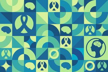 May is Mental Health Awareness Month. Seamless geometric pattern. Template for background, banner, card, poster. Vector EPS10 illustration.