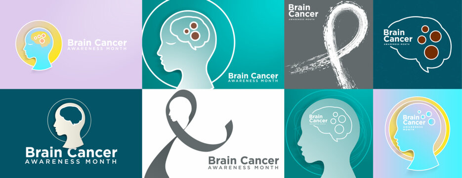 Brain Cancer Awareness Month Greeting Cards and Banner Set. Horizontal and card. Brain cancer awareness posters and banner. Celebrated on May. Brain Cancer symbol. Vector Illustration. - Powered by Adobe