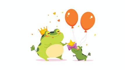 Frog with cigarette and duck balloon. vector illust