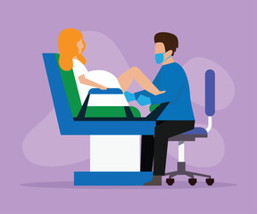 Doctor helps a mother delivering baby