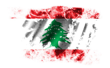 White background with torn flag of Lebanon