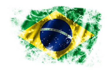 White background with torn flag of Brazil