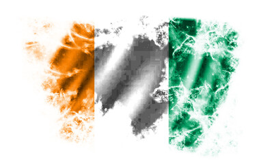 White background with torn flag of Ivory Coast