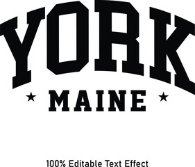 York text effect vector. Editable college t-shirt design printable text effect vector