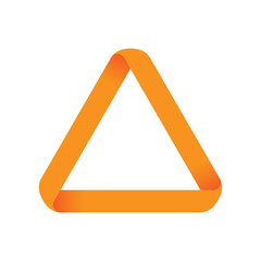 Vector yellow ribbon twisted into a triangle symbol on a white background