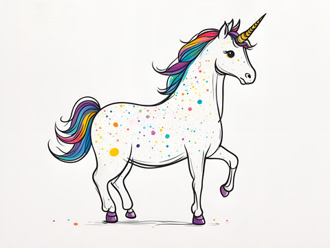 Colorful Unicorn, various expressions, cute Unicorn painting renderings, colorful illustration picture book images