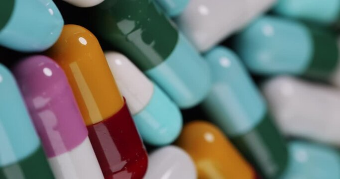 Close up of pill capsule pack., Dolly shot 
