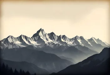 Photo sur Plexiglas Alpes Antique-Analog-Vintage-Serene-Mountain-Range-At-Su (2)