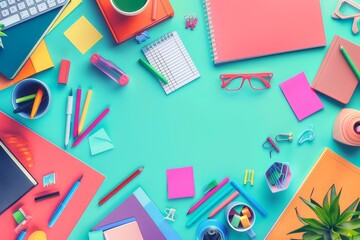 Lively illustrations show a well-organized workspace. inspirational elements