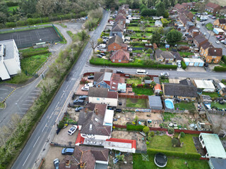 High Angle View of Harefield Town London, Uxbridge, England. United Kingdom During Sunset. April 3rd, 2024