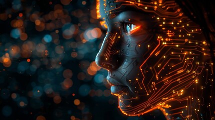 AI with an evocative illustration of circuitry shaping the consciousness of a robotic entity