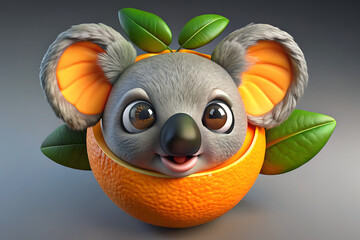 cute koala made of a fresh orange.