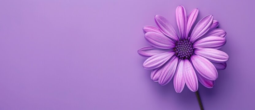 Beautiful purple flower on purple background with copy space