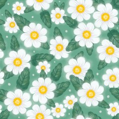Obraz premium Botanical seamless pattern with Mountain Avens flowers and leaves, illustration for textile print, wallpaper, wrapping paper, wattle, card, letter, wedding, holiday