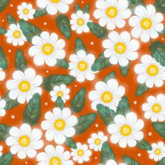 Botanical seamless pattern with Mountain Avens flowers and leaves, illustration for textile print, wallpaper, wrapping paper, wattle, card, letter, wedding, holiday
