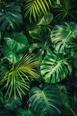 Lush green tropical leaves pattern.