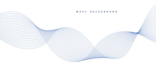 Abstract vector background with blue wavy lines. Blue wave background. Blue lines vector illustration. Curved wave. Abstract wave element for design.
