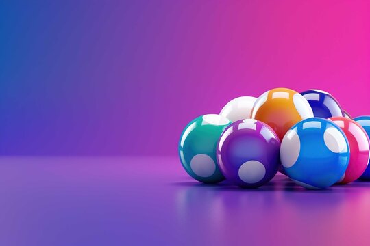 pool balls on purple background