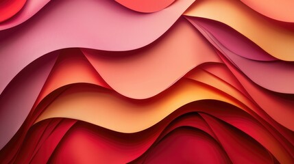 Abstract pink and red wave pattern on a smooth background.