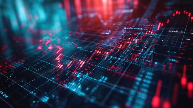 trading chart and investment concept, featuring a dynamic composition of market graphs and investment symbols in a modern design
