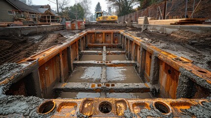 Fototapeta premium A construction site with a large hole in the ground