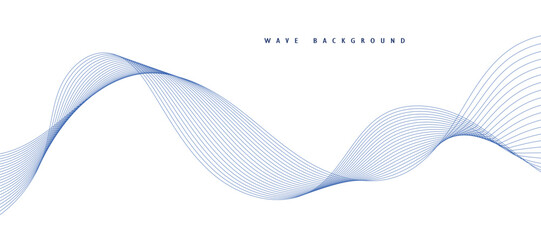 Abstract vector background with blue wavy lines. Blue wave background. Blue lines vector illustration. Curved wave. Abstract wave element for design.
