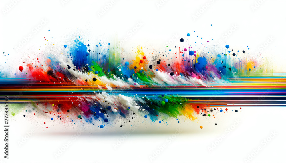 Aufkleber explosion of vibrant colors and streaks against a white background. abstract art concept. generative