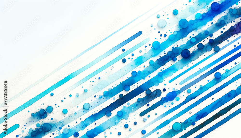 Poster abstract blue watercolor lines and dots on a light background. artistic concept. generative ai