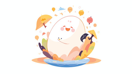 Happy world egg day october 2d flat cartoon vactor
