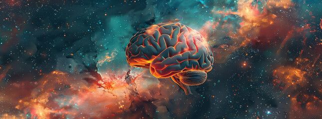 Colorful brain exploding with ideas, symbolizing creativity, innovation, and intellectual power - obrazy, fototapety, plakaty