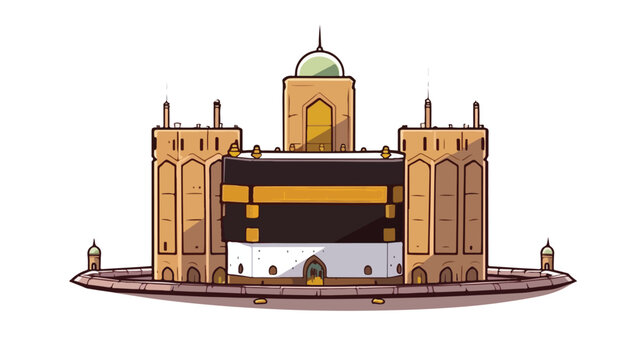 Holy kaaba in mecca saudi arabia 2d flat cartoon va