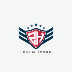  Luxury ZH HZ Letter Wing with Shield Logo template
