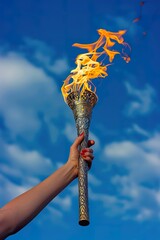 Perspective from Below: Athlete with Olympic Torch
