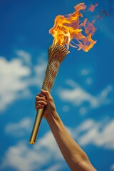View from Below: Elite Athlete with Torch