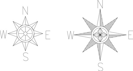 vector design sketch illustration, logo icon, compass symbol, cardinal directions, north, south, west, east