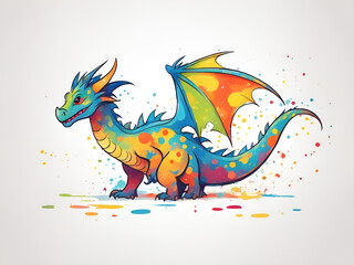 Colorful Wyvern, various expressions, cute Wyvern painting renderings, colorful illustration picture book images