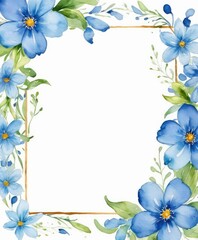 Dive into serenity with our watercolor blue floral frame mockup. Tranquil hues surround the empty space, ready for your text or photo
