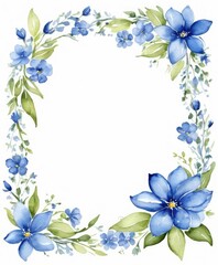 Dive into serenity with our watercolor blue floral frame mockup. Tranquil hues surround the empty space, ready for your text or photo