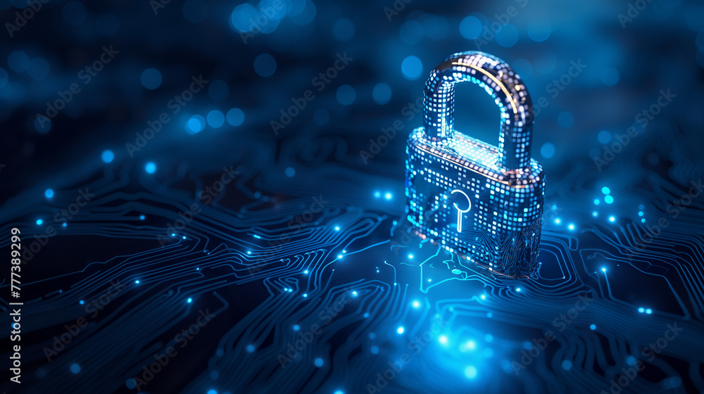 Wall mural cybersecurity and information or network protection. future technology web services for business and