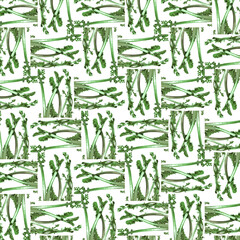 Vegetable stems detail motif pattern - 777389270
