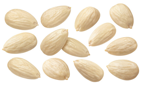Blanched almond set isolated on white background. Package design elements