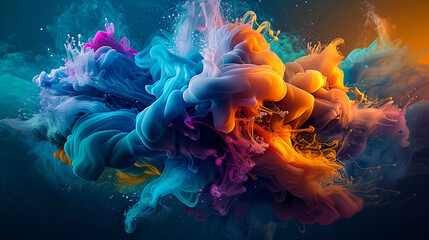 Fototapeta na wymiar Vibrant colors swirling in futuristic underwater chaos, AI Generative.
