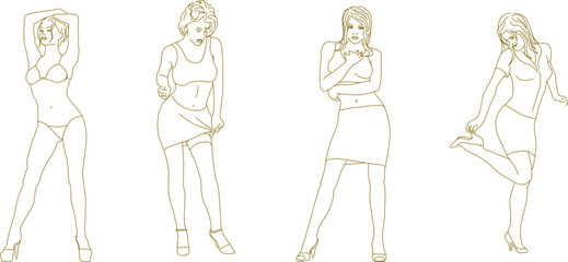 vector design sketch illustration of a model doing a phoshoot photography session