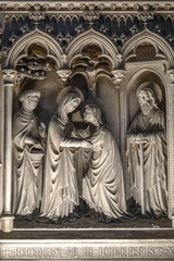 Saints Michael & Gudule cathedral, Brussels, Belgium. Relief depicting the Visitation